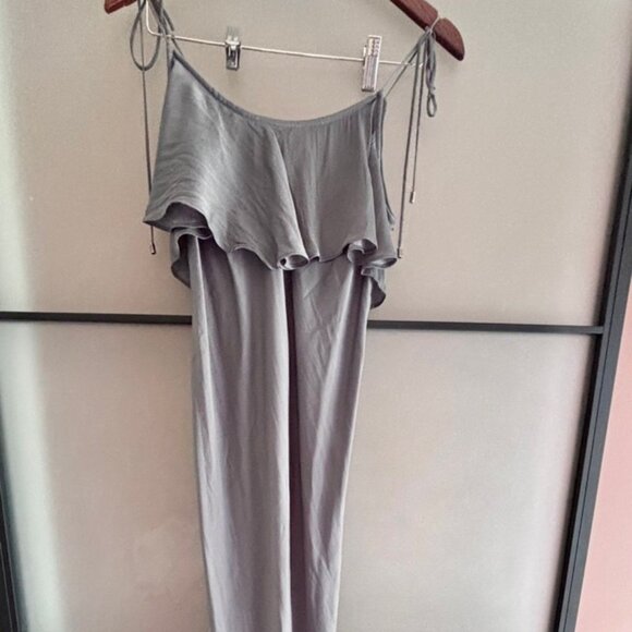 Free People Grey Satin Maxi Reversible Dress Sz M - Picture 1 of 7